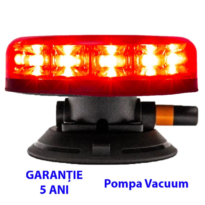 Girofar LED prindere vacuum aerodinamic 12-24V 12 LED-uri de 3W - 5 ani Garantie